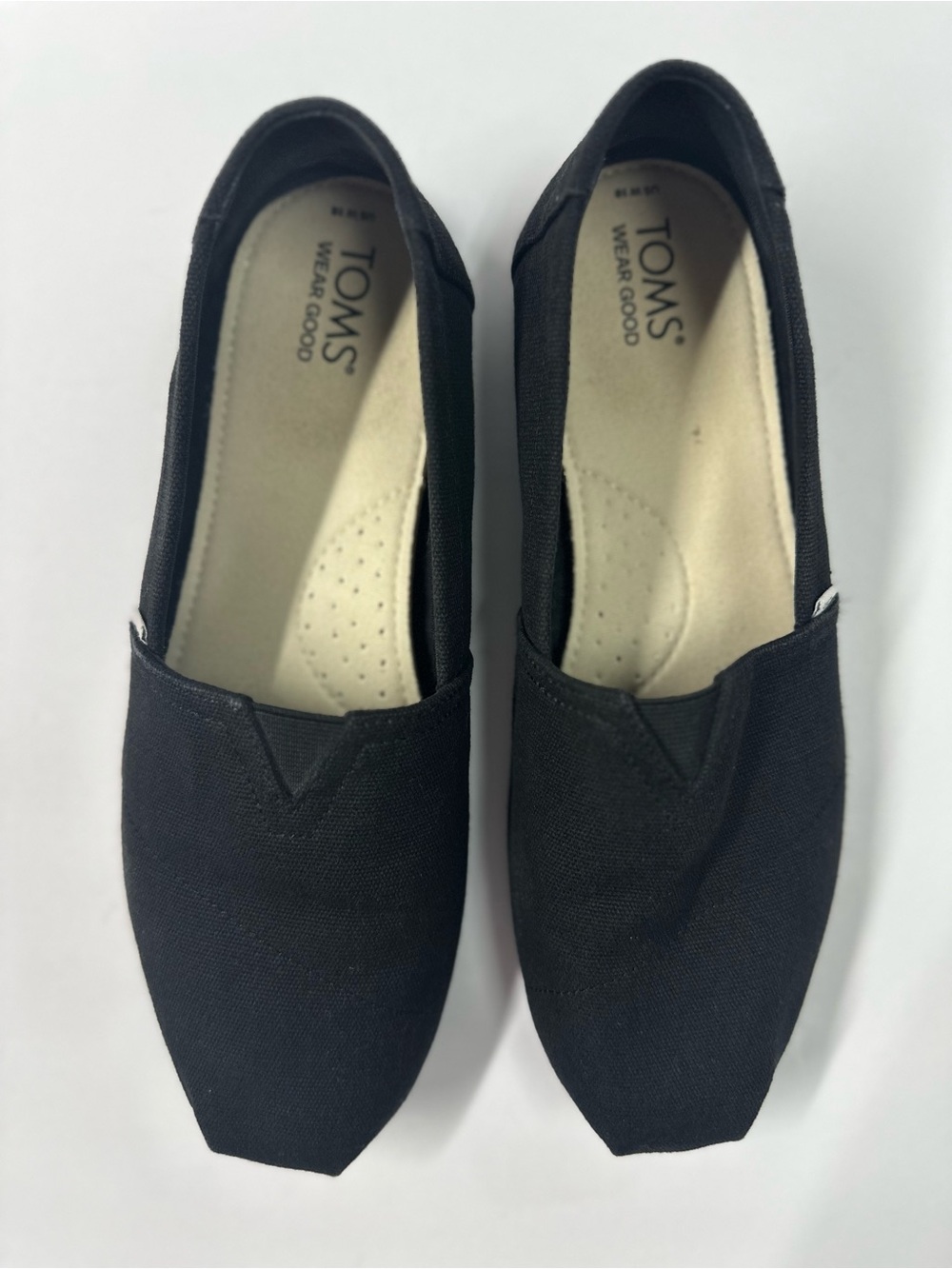 TOMS Black Canvas Alpargata Slip On Flats Women’s Size 10